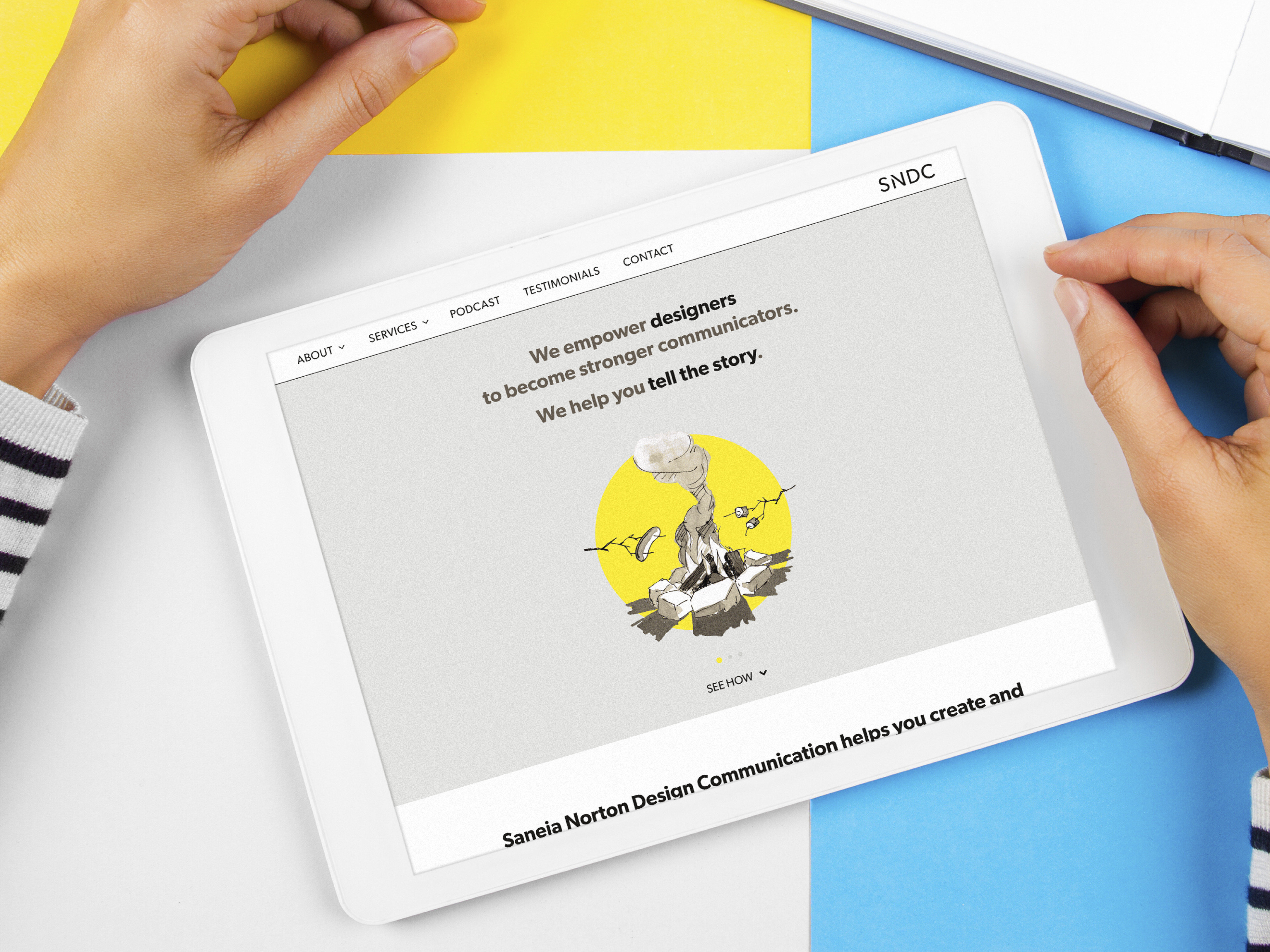 SNDC website on a tablet